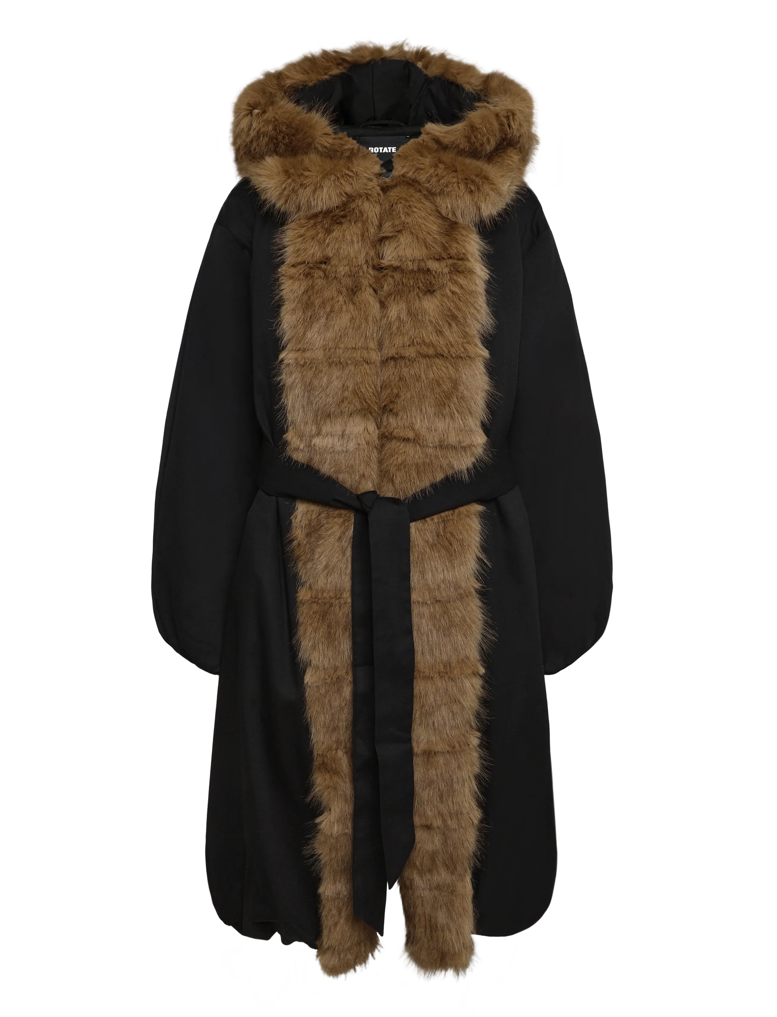 ROTATE FAUX FUR COLLAR COAT - Jackor & Kappor - BLACK / black