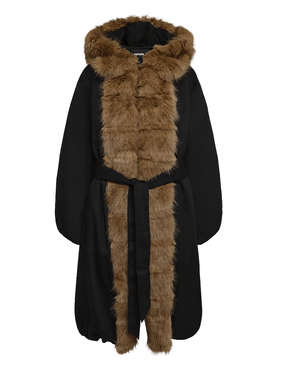 ROTATE - FAUX FUR COLLAR COAT - kunstpelz - black - 1