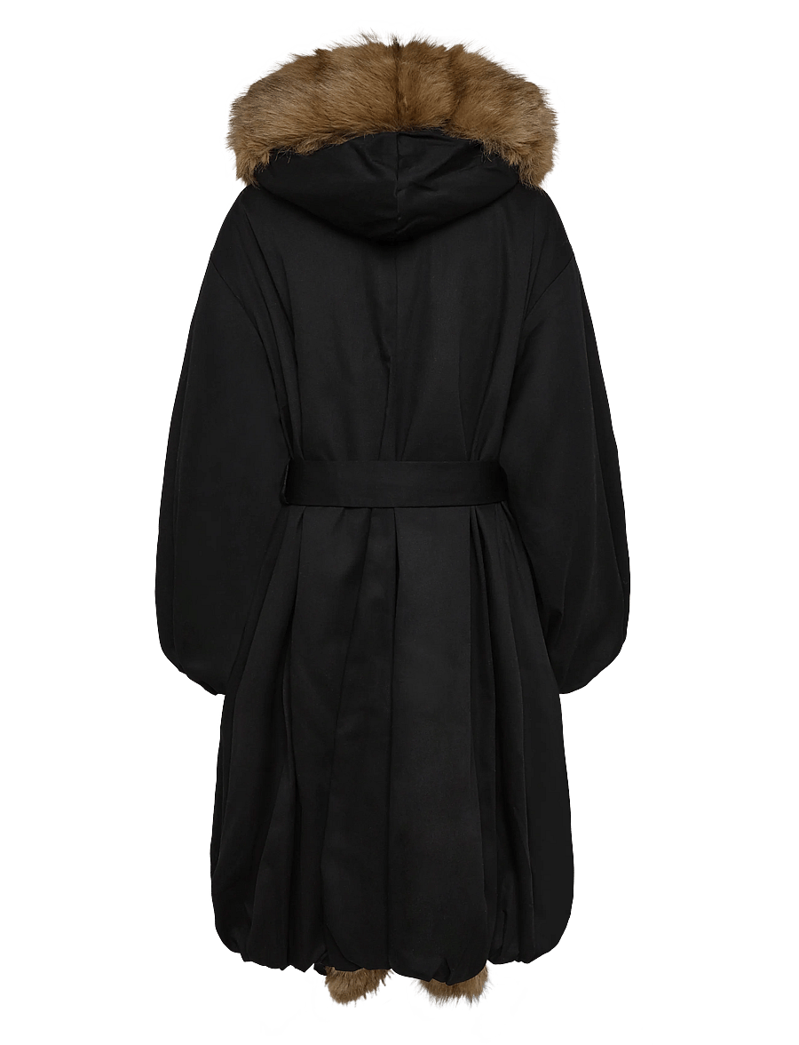 ROTATE - FAUX FUR COLLAR COAT - kunstpelz - black - 2