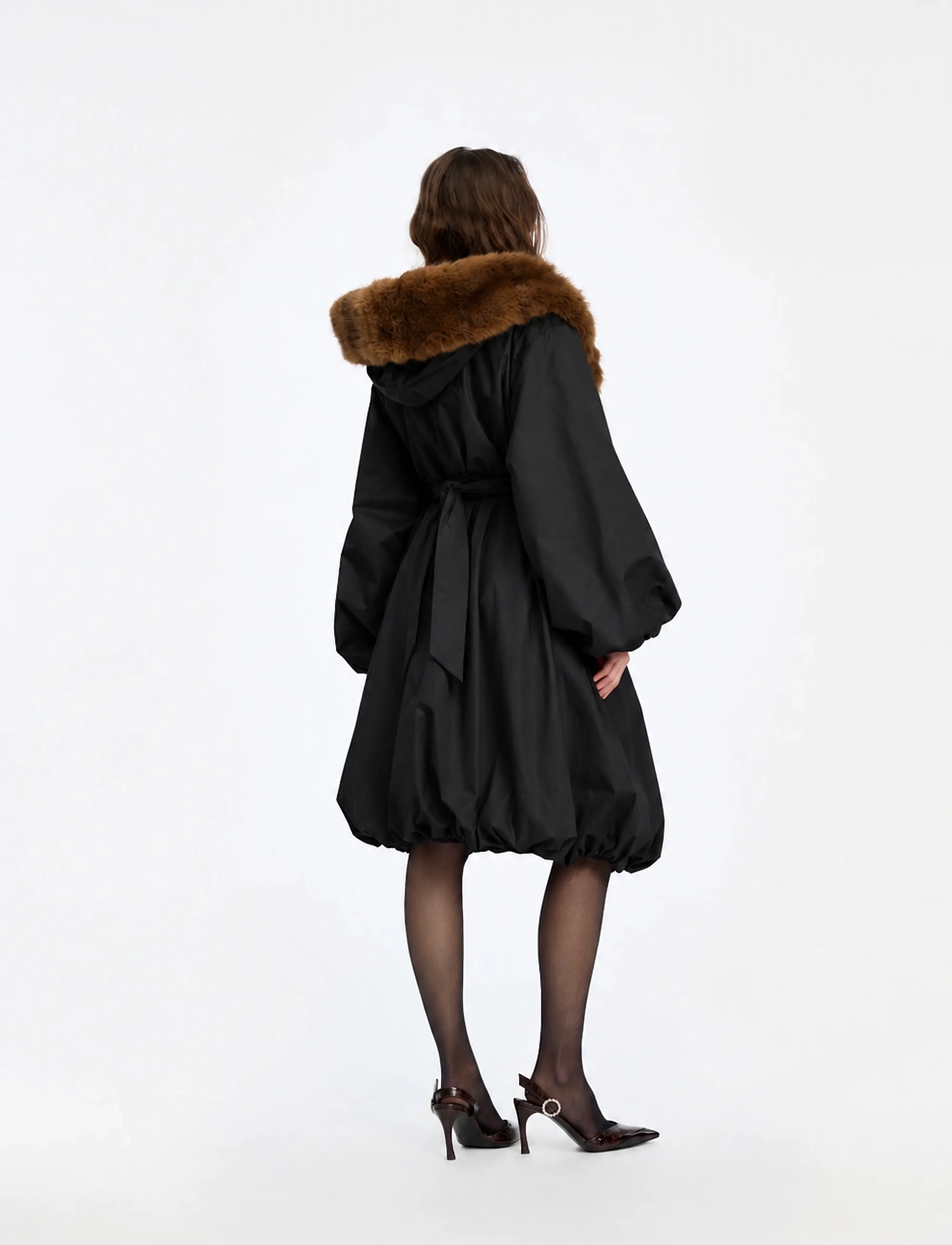 ROTATE - FAUX FUR COLLAR COAT - kunstpelz - black - 4