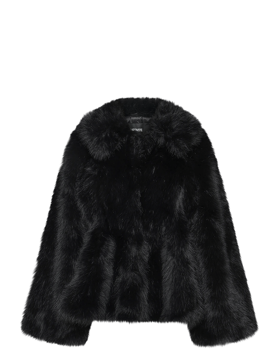 ROTATE - FAUX FUR FLARED JACKET - faux fur - black - 1