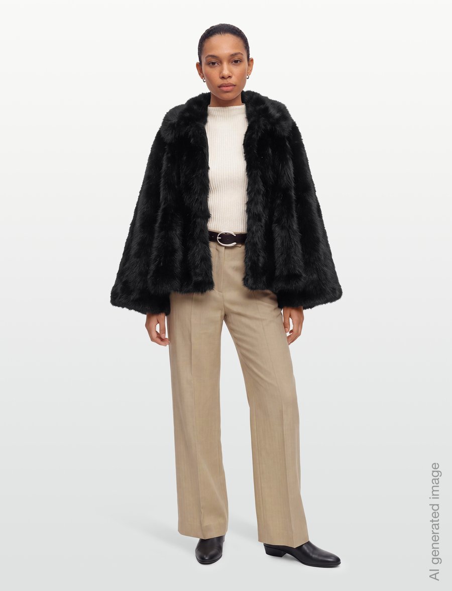 ROTATE - FAUX FUR FLARED JACKET - faux fur - black - 0