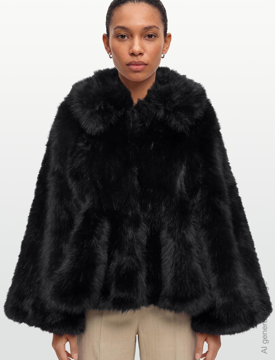 ROTATE - FAUX FUR FLARED JACKET - faux fur - black - 3