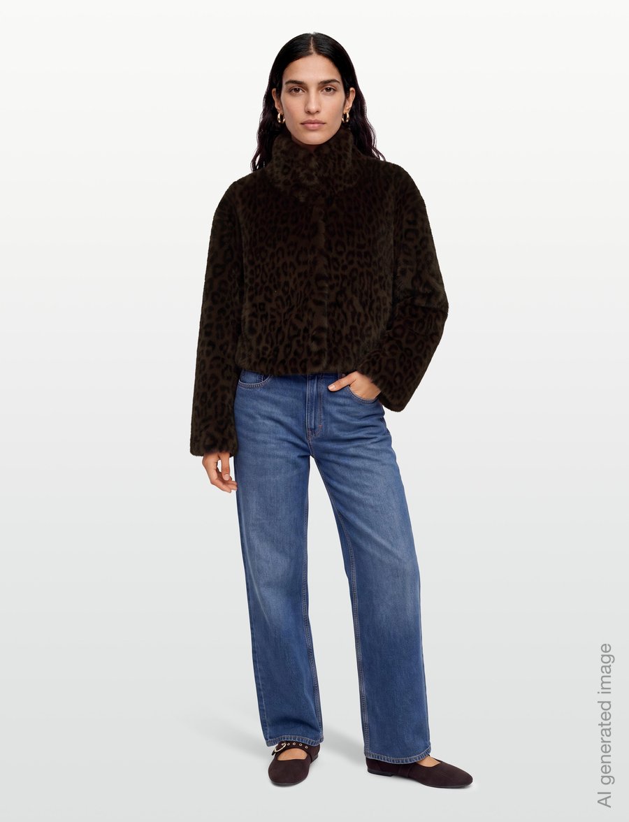 ROTATE - FAUX FUR CROP JACKET - faux fur jakker - desert palm comb. - 0