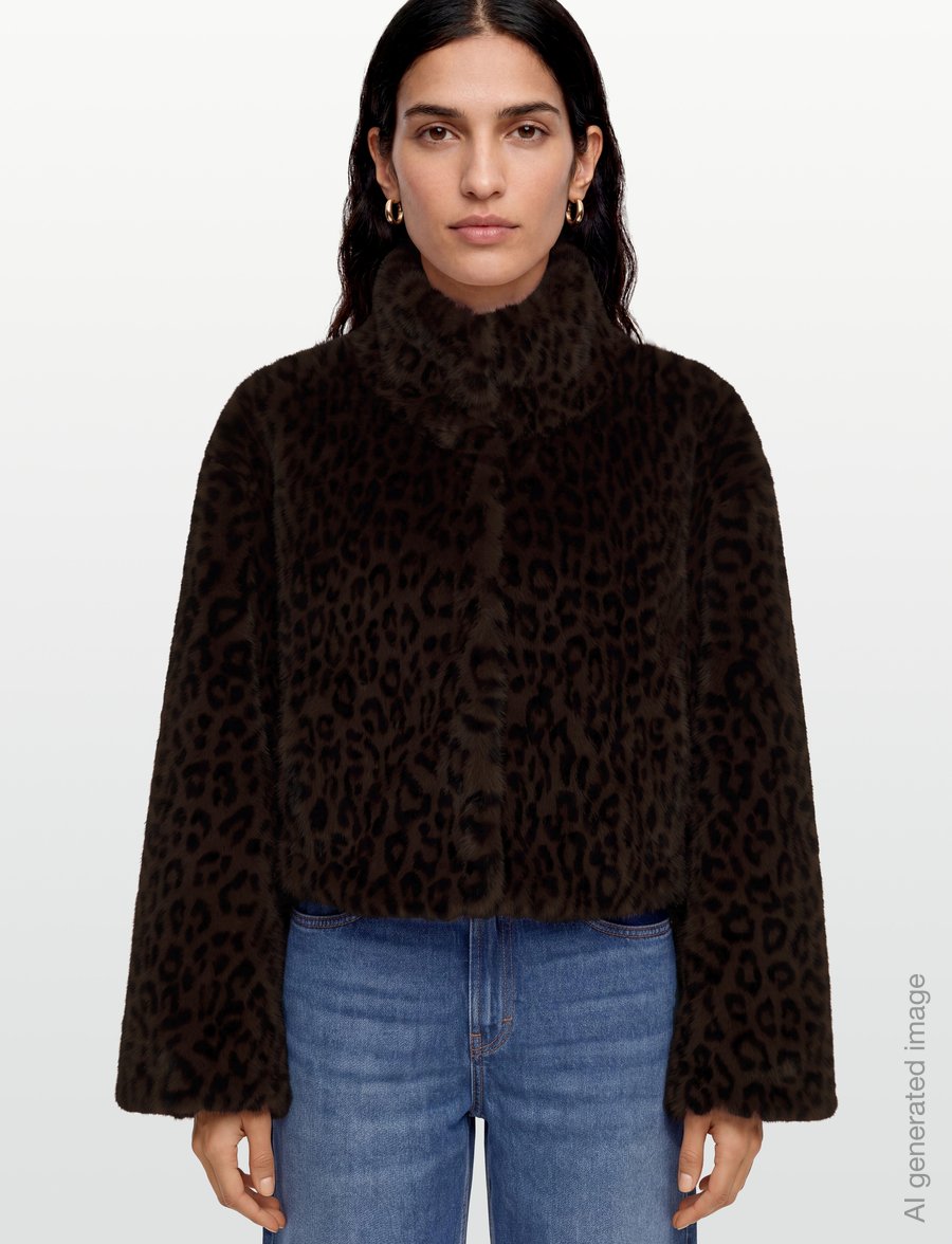ROTATE - FAUX FUR CROP JACKET - faux fur jakker - desert palm comb. - 3