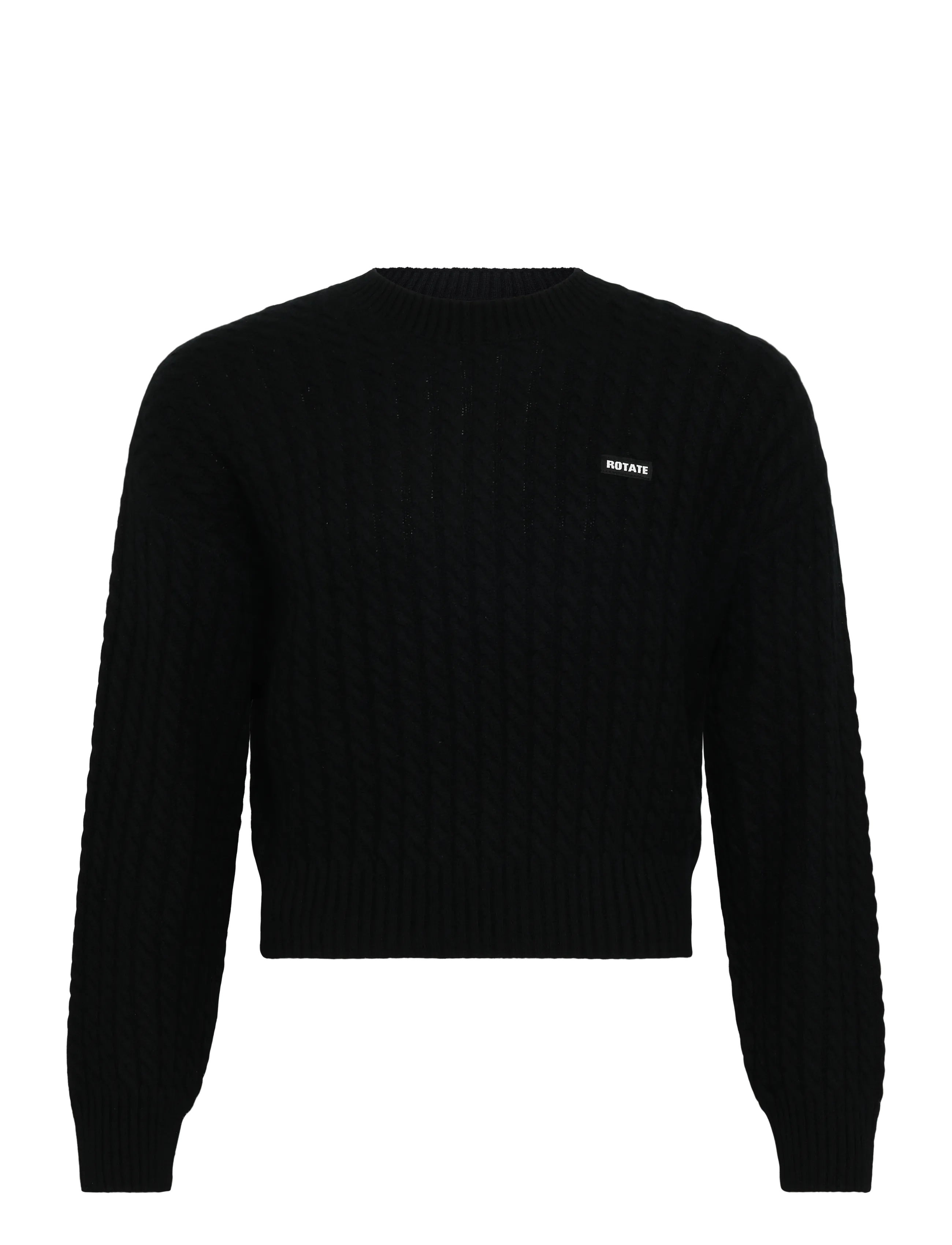 ROTATE CABLE CREWNECK SWEATER - Pullover - BLACK / black