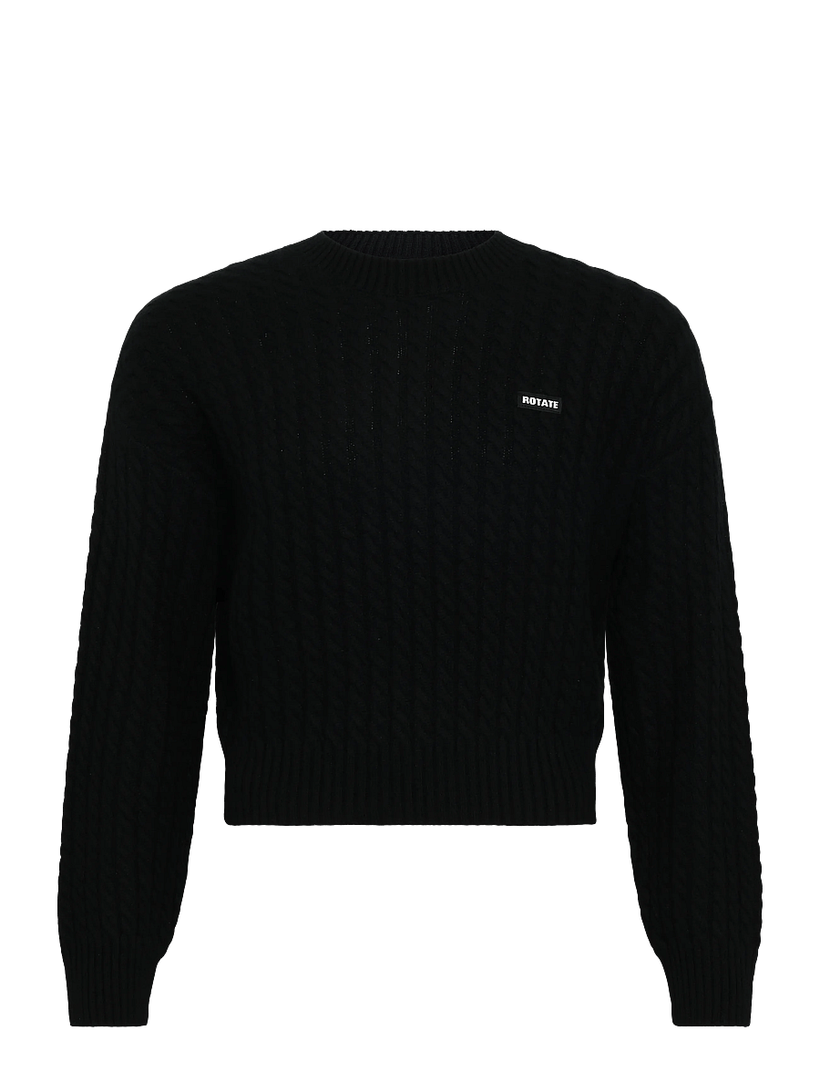ROTATE - CABLE CREWNECK SWEATER - pullover - black - 1