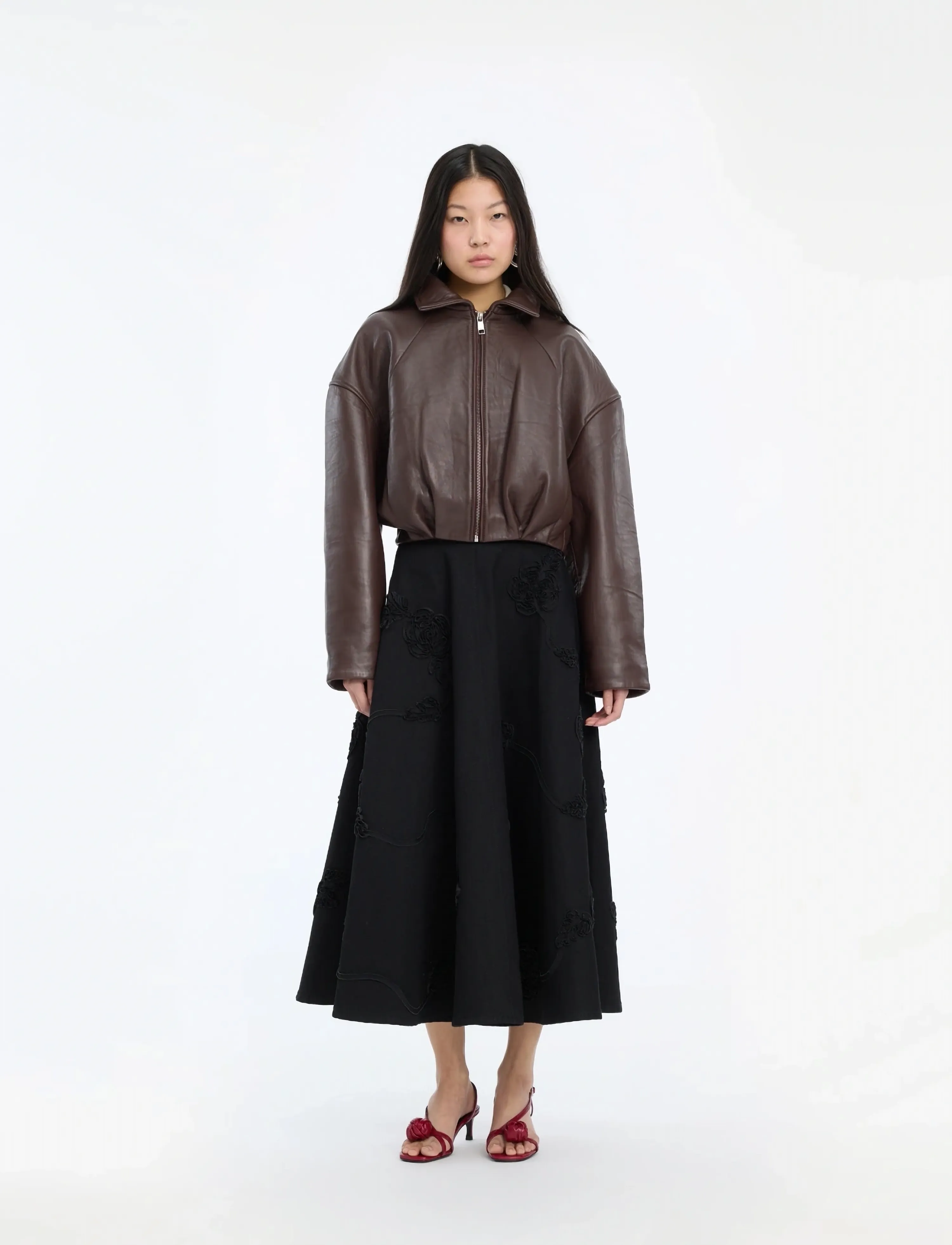 ROTATE BONDED LEATHER JACKET - Tøj - MOLÉ / brown