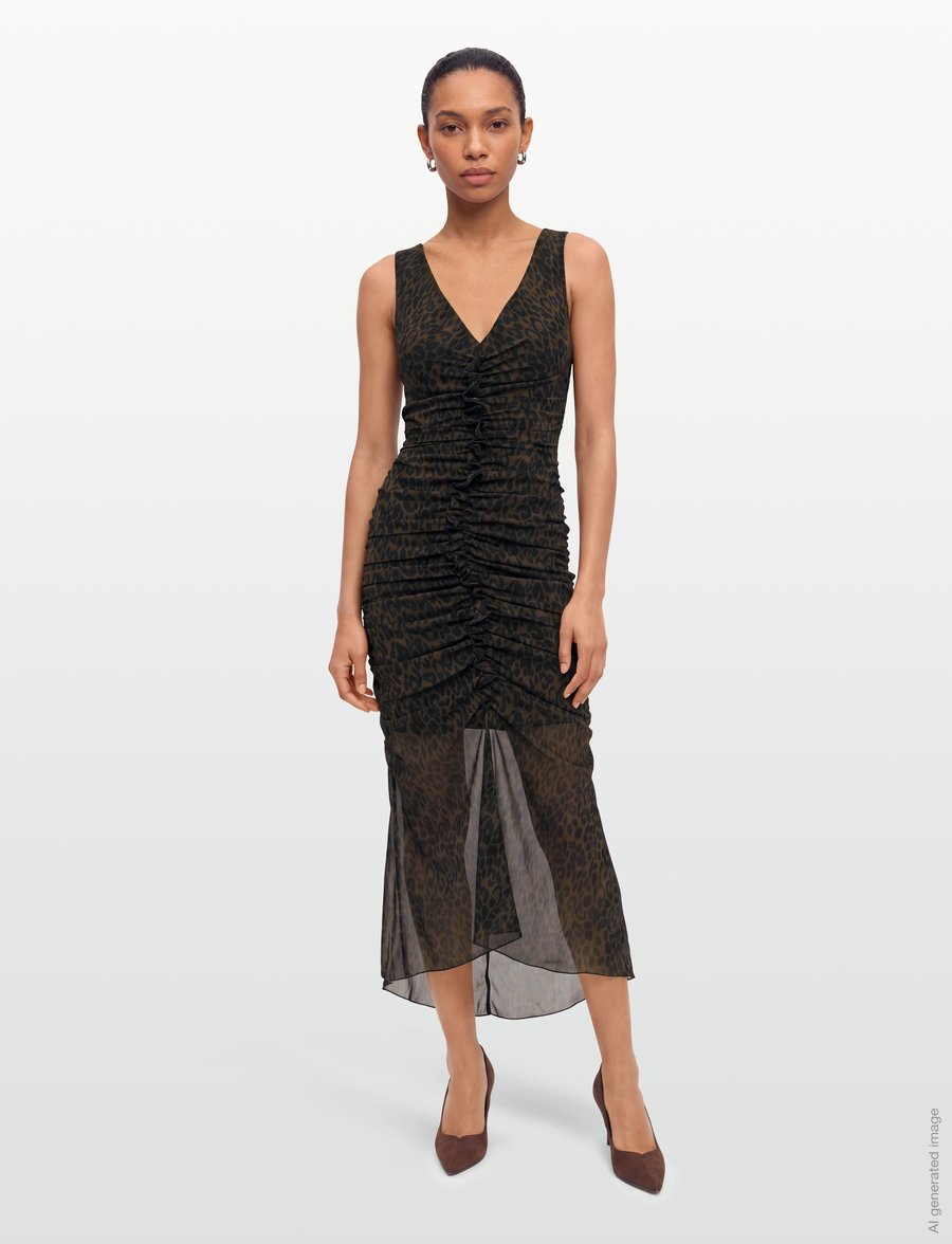 ROTATE - RUCHED MIDI DRESS - molÉ comb. - 0