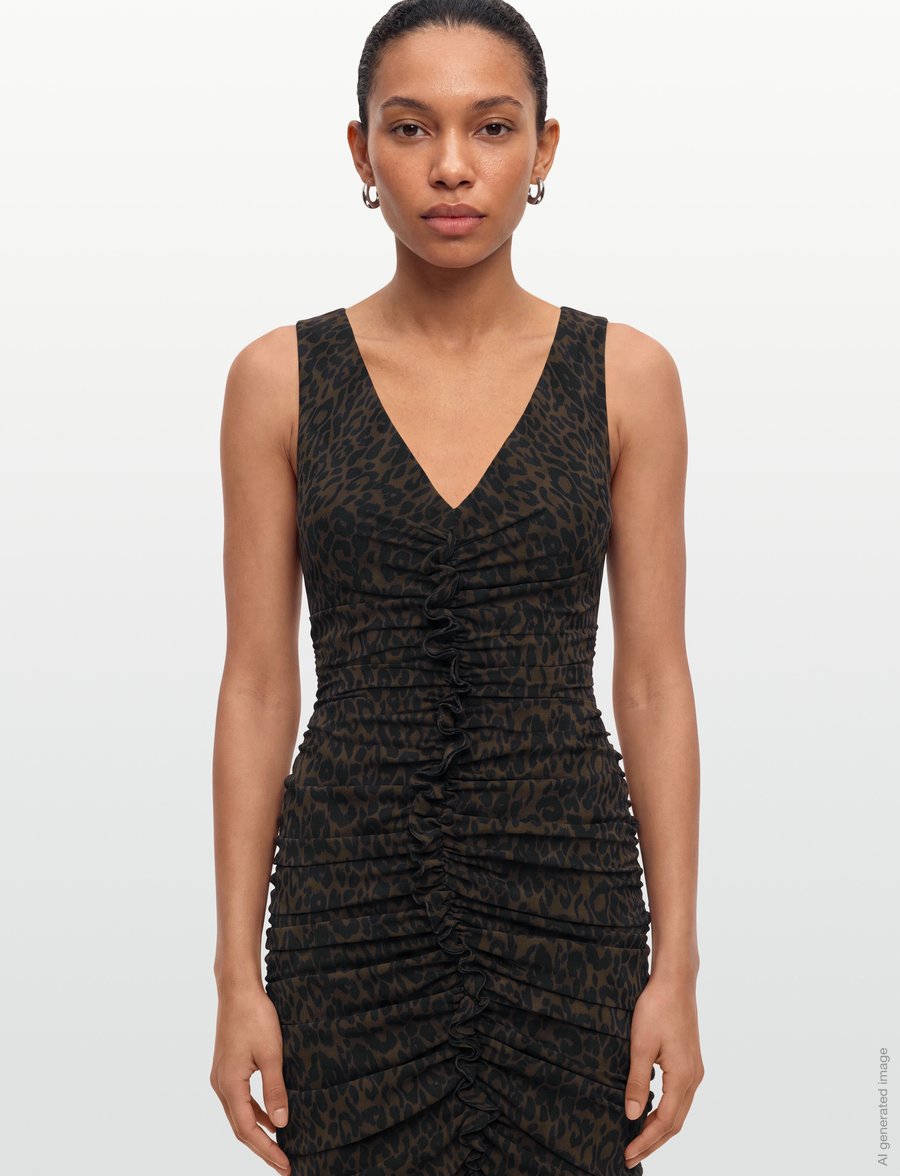 ROTATE - RUCHED MIDI DRESS - molÉ comb. - 3