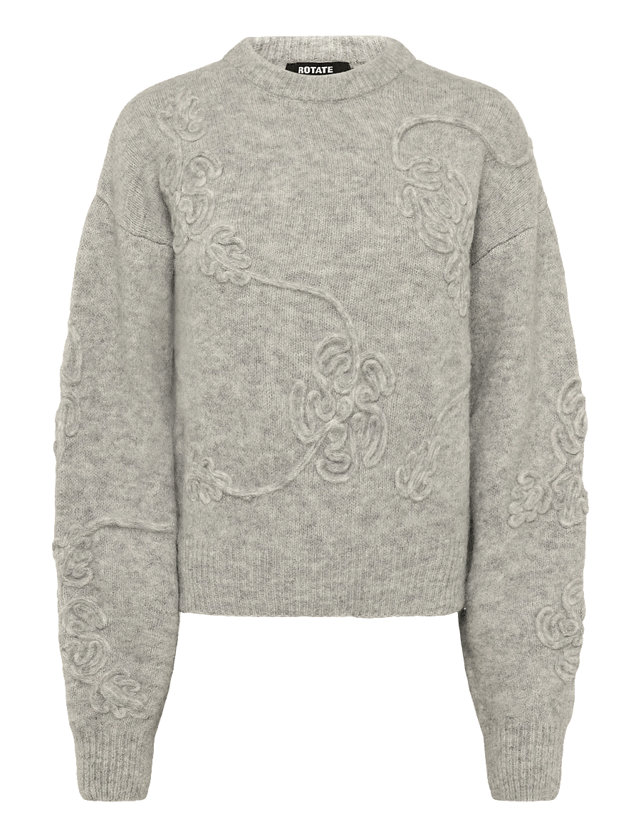 ROTATE - 3D FLOWER KNIT - light grey melange - 0