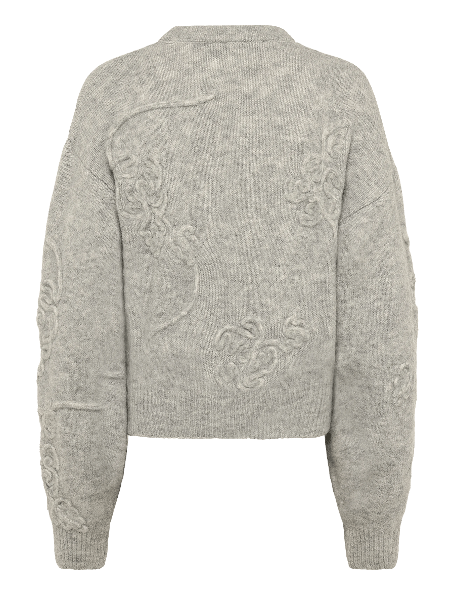 ROTATE - 3D FLOWER KNIT - light grey melange - 1