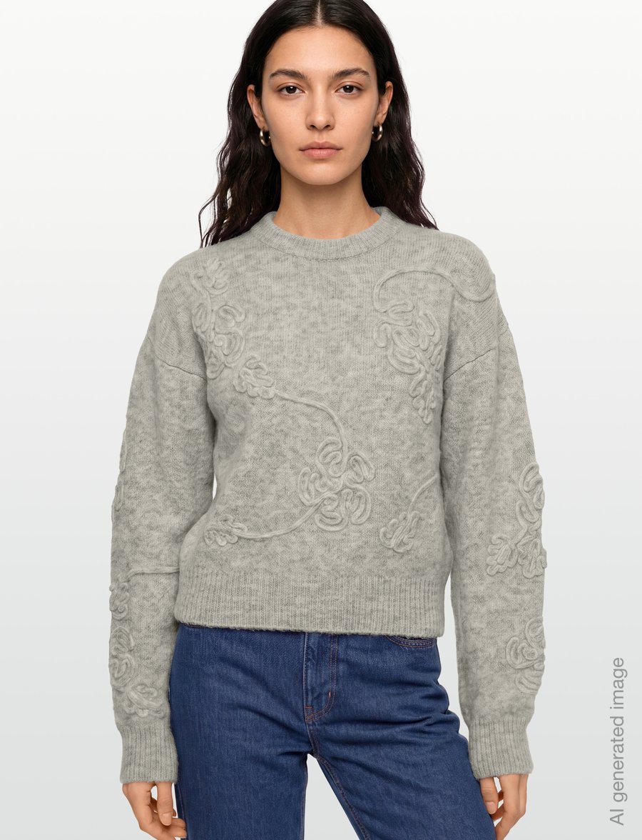 ROTATE - 3D FLOWER KNIT - pullover - light grey melange - 3
