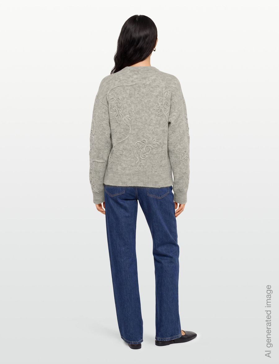ROTATE - 3D FLOWER KNIT - pullover - light grey melange - 4