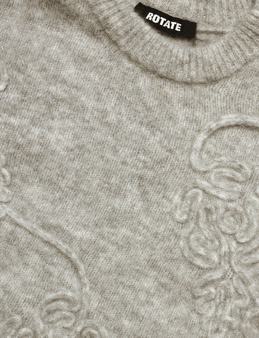ROTATE - 3D FLOWER KNIT - light grey melange - 2