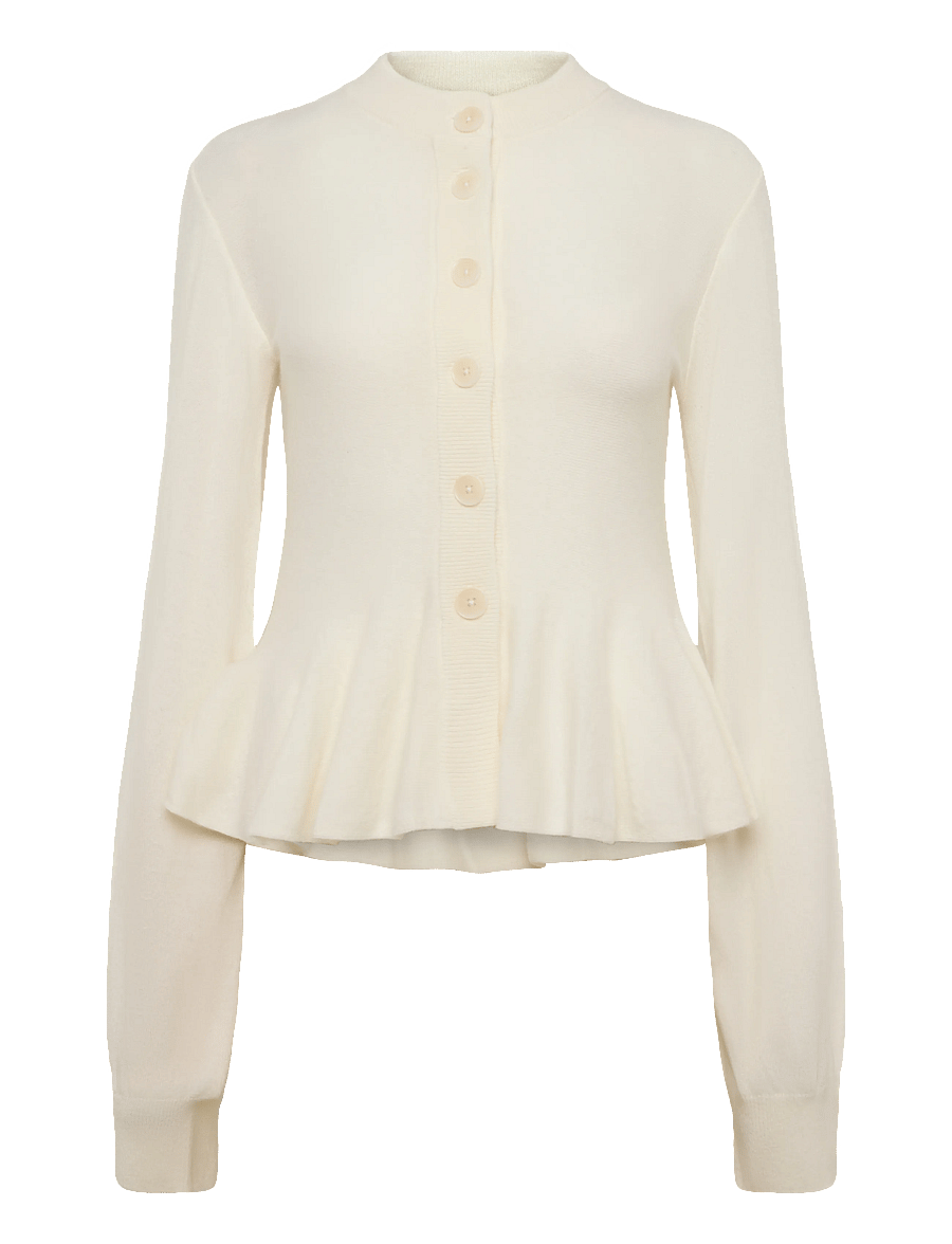 ROTATE - SCULPTURED KNIT CARDIGAN - cardigans - egret - 1