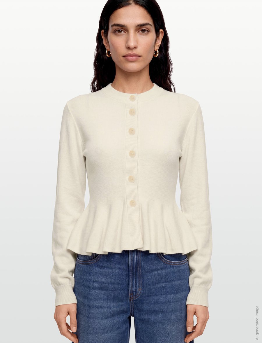 ROTATE - SCULPTURED KNIT CARDIGAN - cardigans - egret - 3