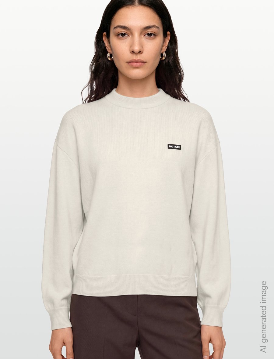 ROTATE - OVERSIZED KNIT PULLOVER - striktrøjer - egret - 3