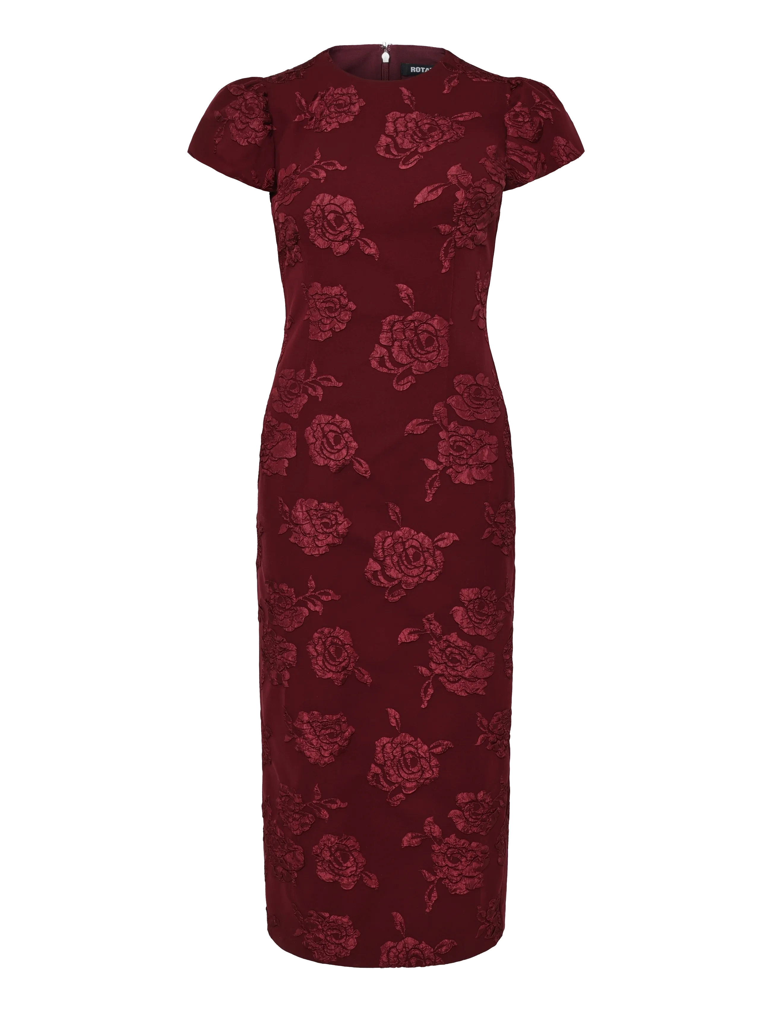 ROTATE - JACQUARD MIDI PUFFY DRESS - zinfandel - 1