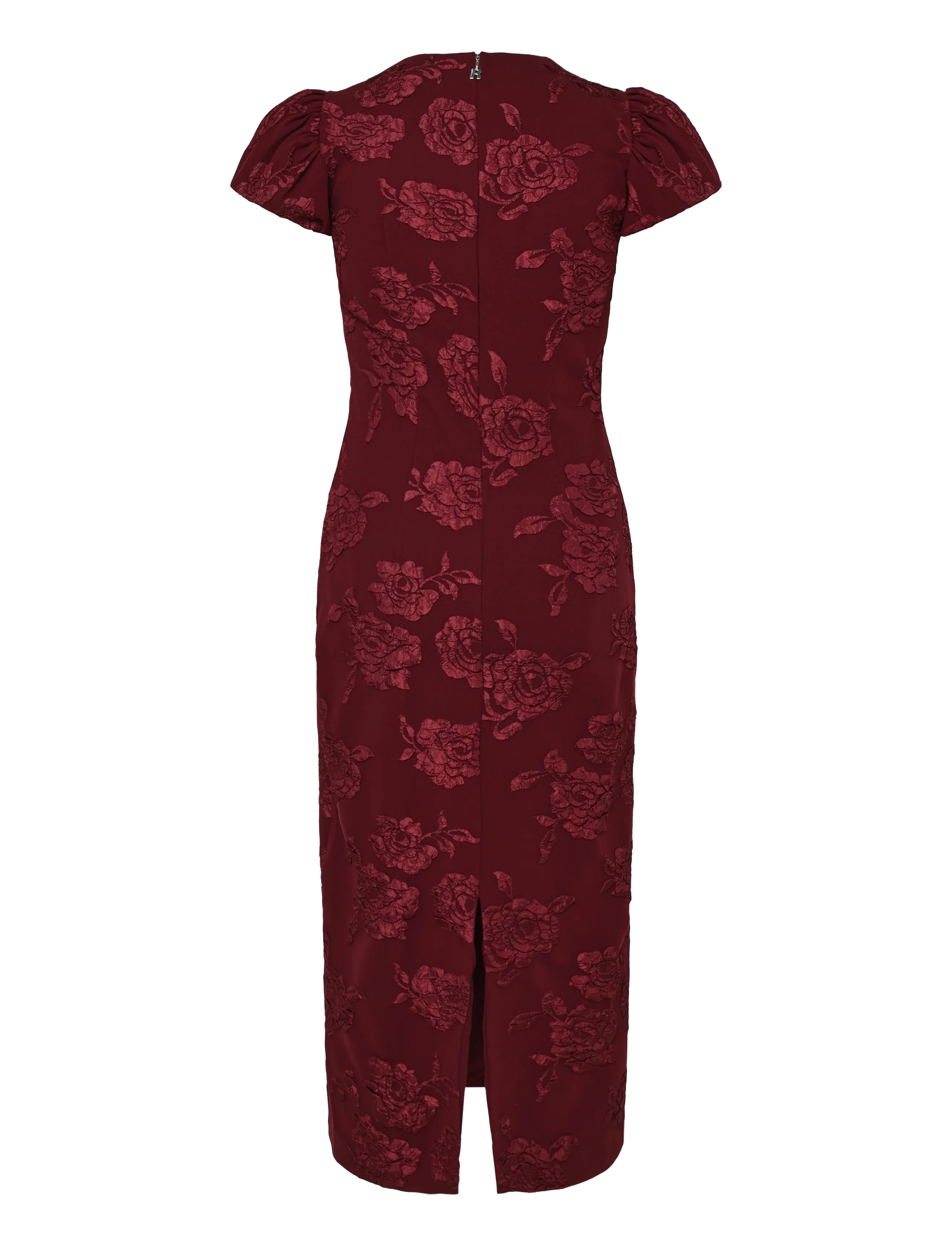 ROTATE - JACQUARD MIDI PUFFY DRESS - zinfandel - 2