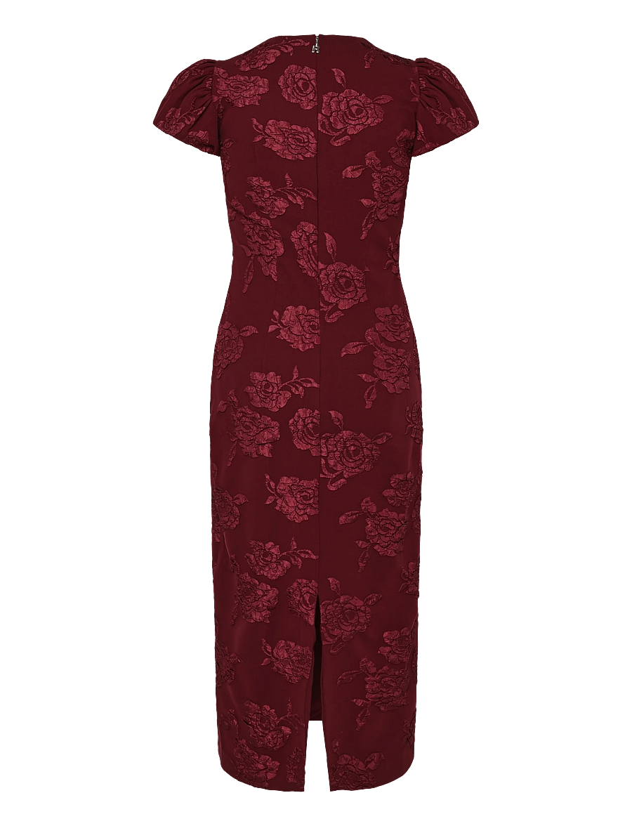 ROTATE - JACQUARD MIDI PUFFY DRESS - zinfandel - 2