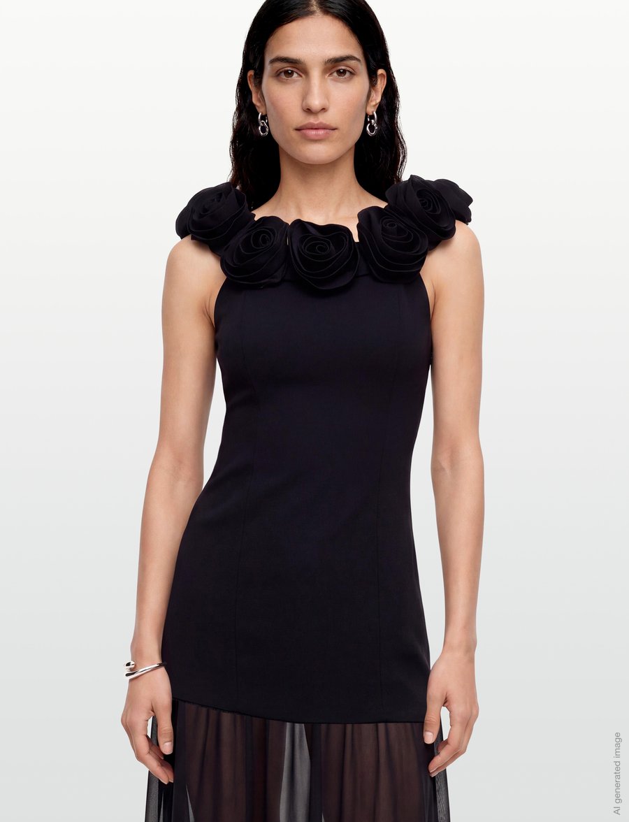 ROTATE - CREPE MAXI FLOWER DRESS - black - 3