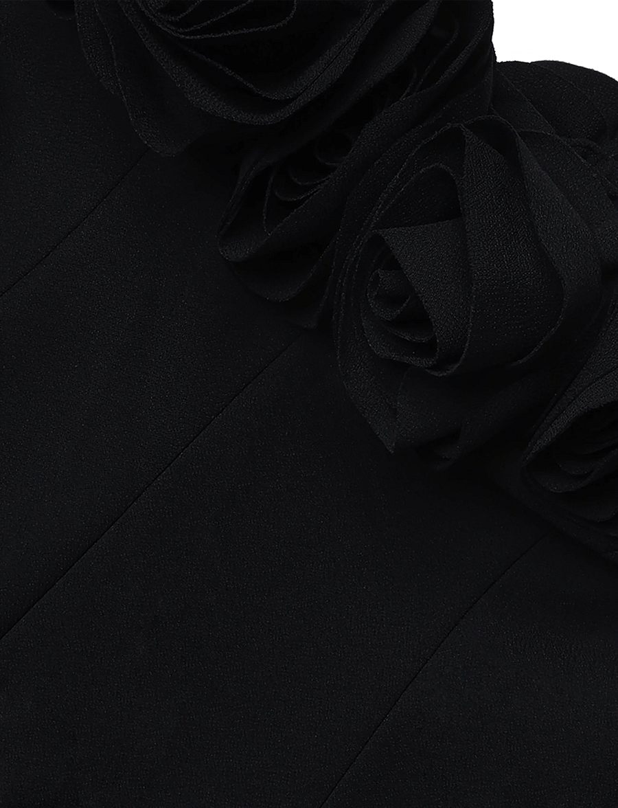 ROTATE - CREPE MAXI FLOWER DRESS - black - 5