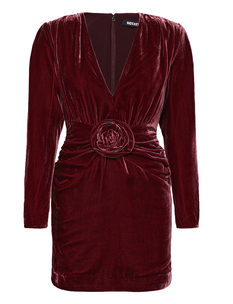 ROTATE - SILK VELVET MINI DRESS - zinfandel - 0