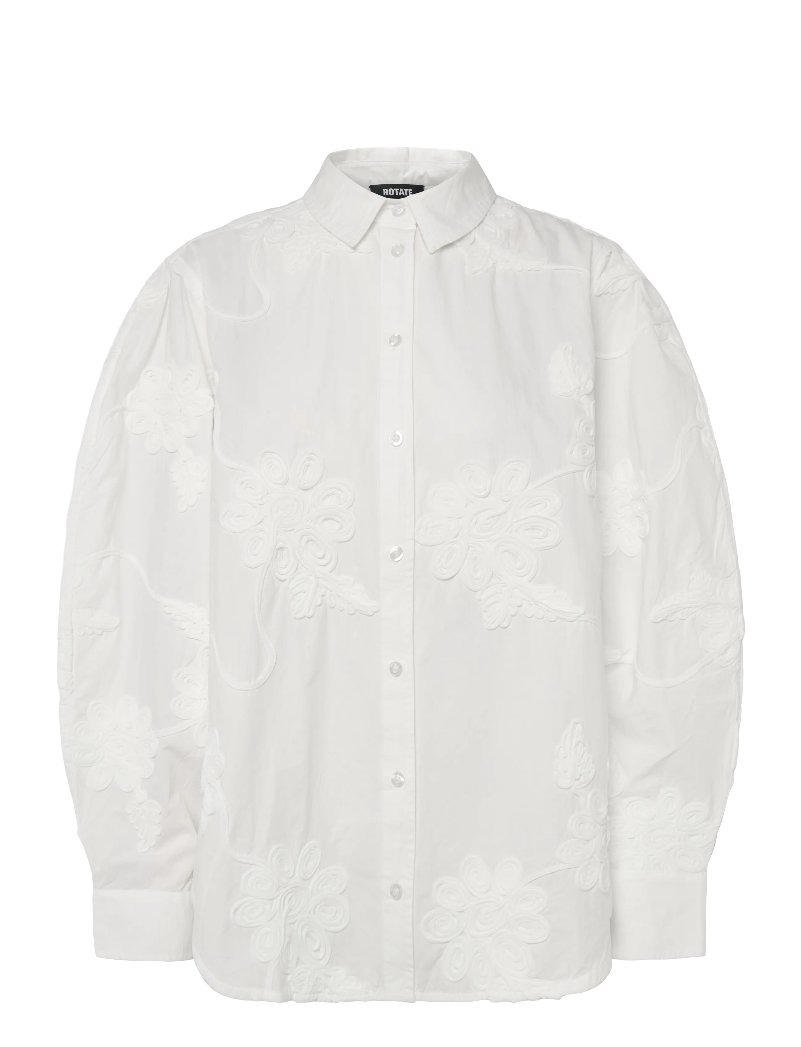 ROTATE FLOWER OVERSIZED SHIRT - Blouses & Shirts - EGRET / white