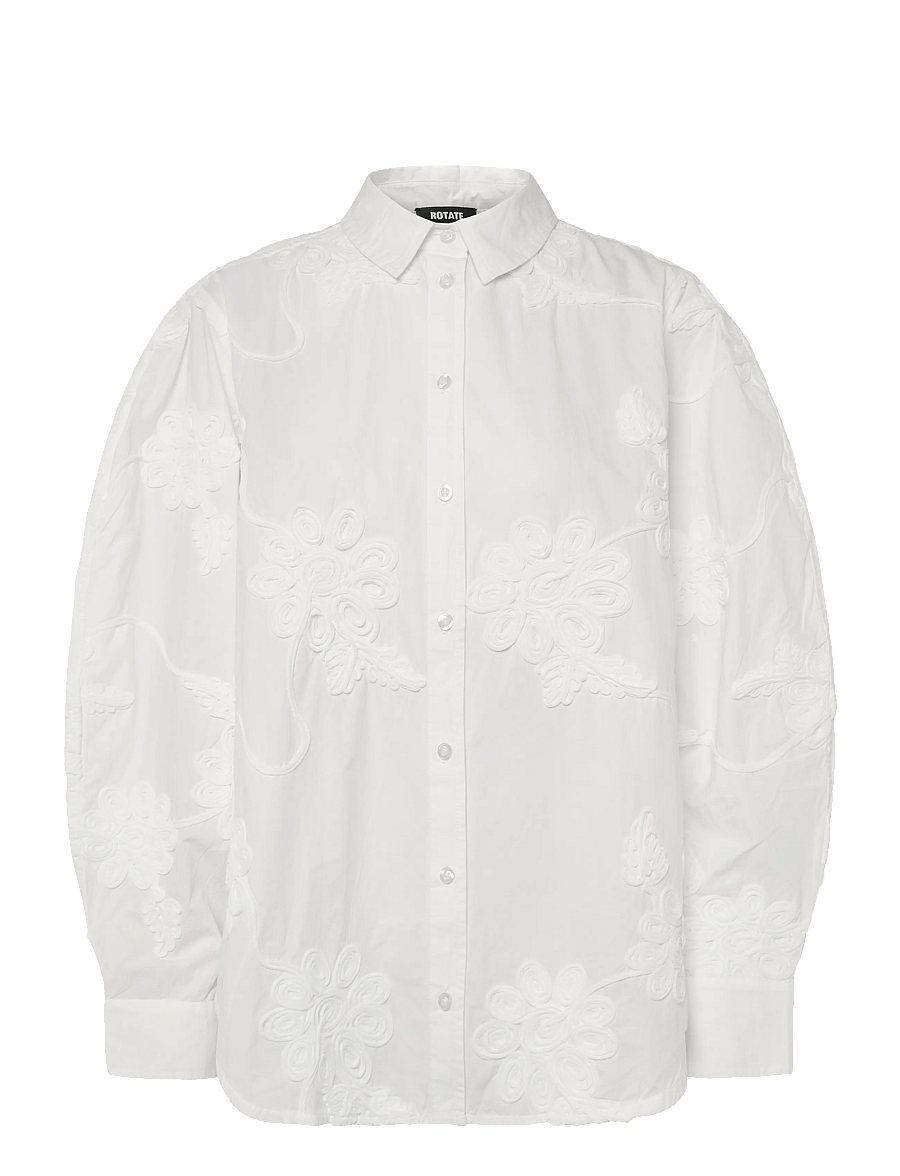 ROTATE - FLOWER OVERSIZED SHIRT - long-sleeved shirts - egret - 1
