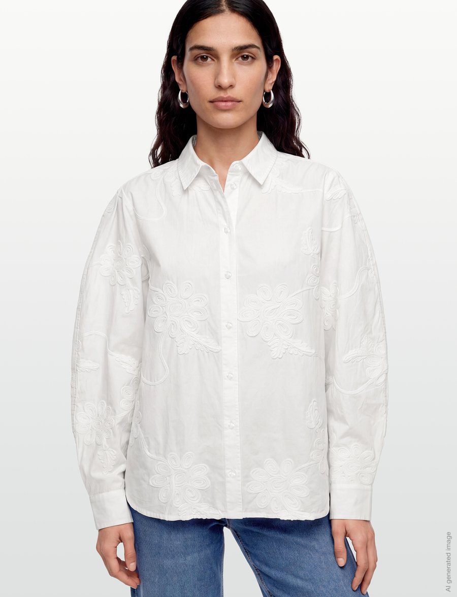 ROTATE - FLOWER OVERSIZED SHIRT - long-sleeved shirts - egret - 3