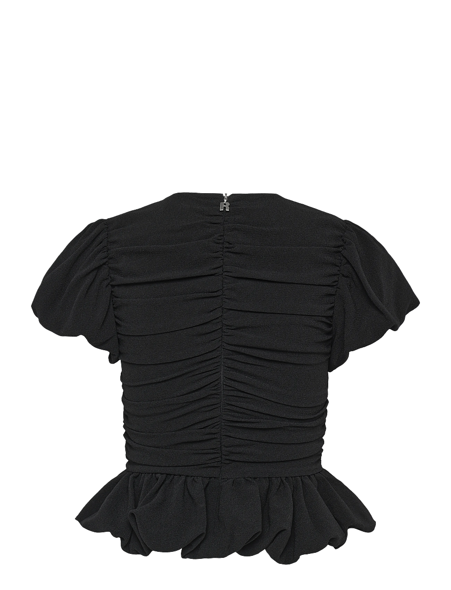 ROTATE - RUCHED PUFF SLEEVE TOP - short-sleeved blouses - black - 2