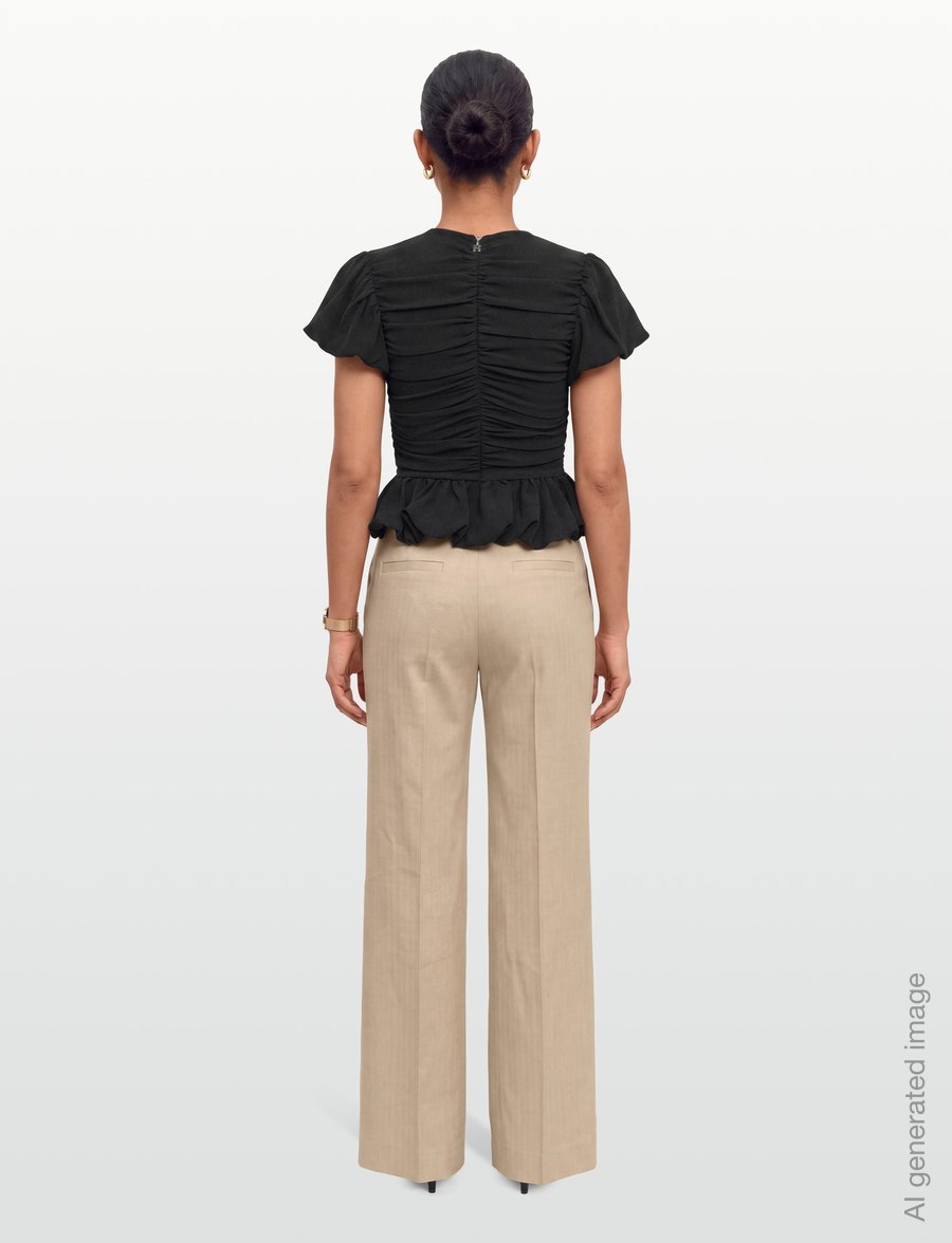 ROTATE - RUCHED PUFF SLEEVE TOP - short-sleeved blouses - black - 4