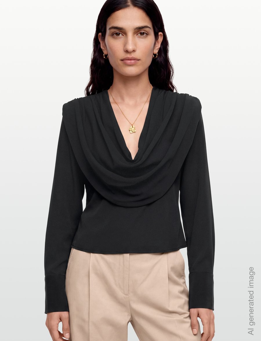 ROTATE - DRAPED BLOUSE - långärmade blusar - black - 3