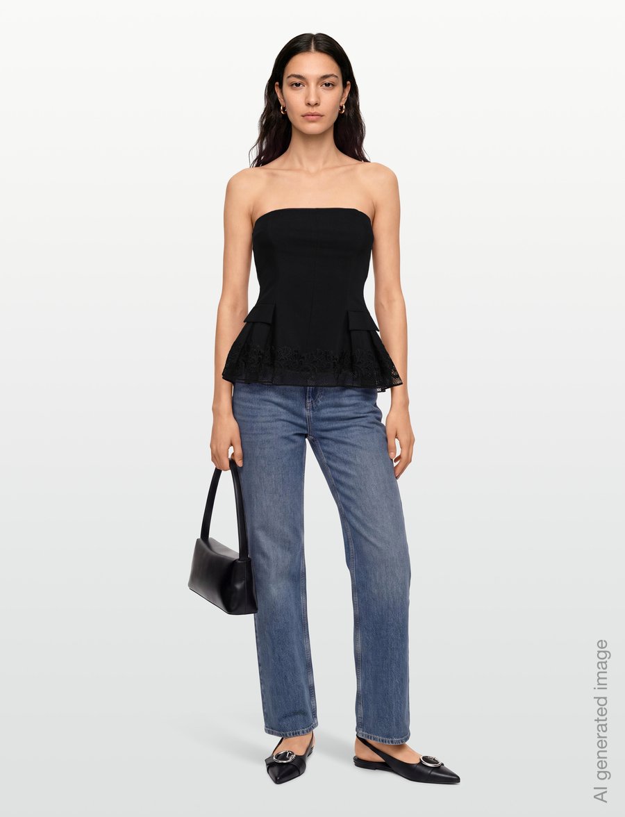 ROTATE - PEPLUM BUSTIER TOP - crop tops - black - 0