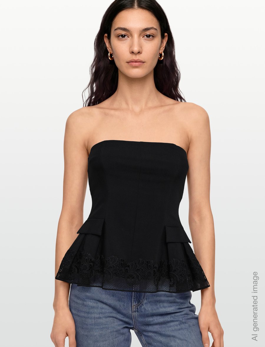 ROTATE - PEPLUM BUSTIER TOP - crop tops - black - 3