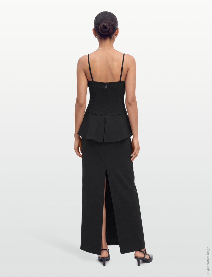 ROTATE - LONG FLOWER STRAPLESS DRESS - black - 4