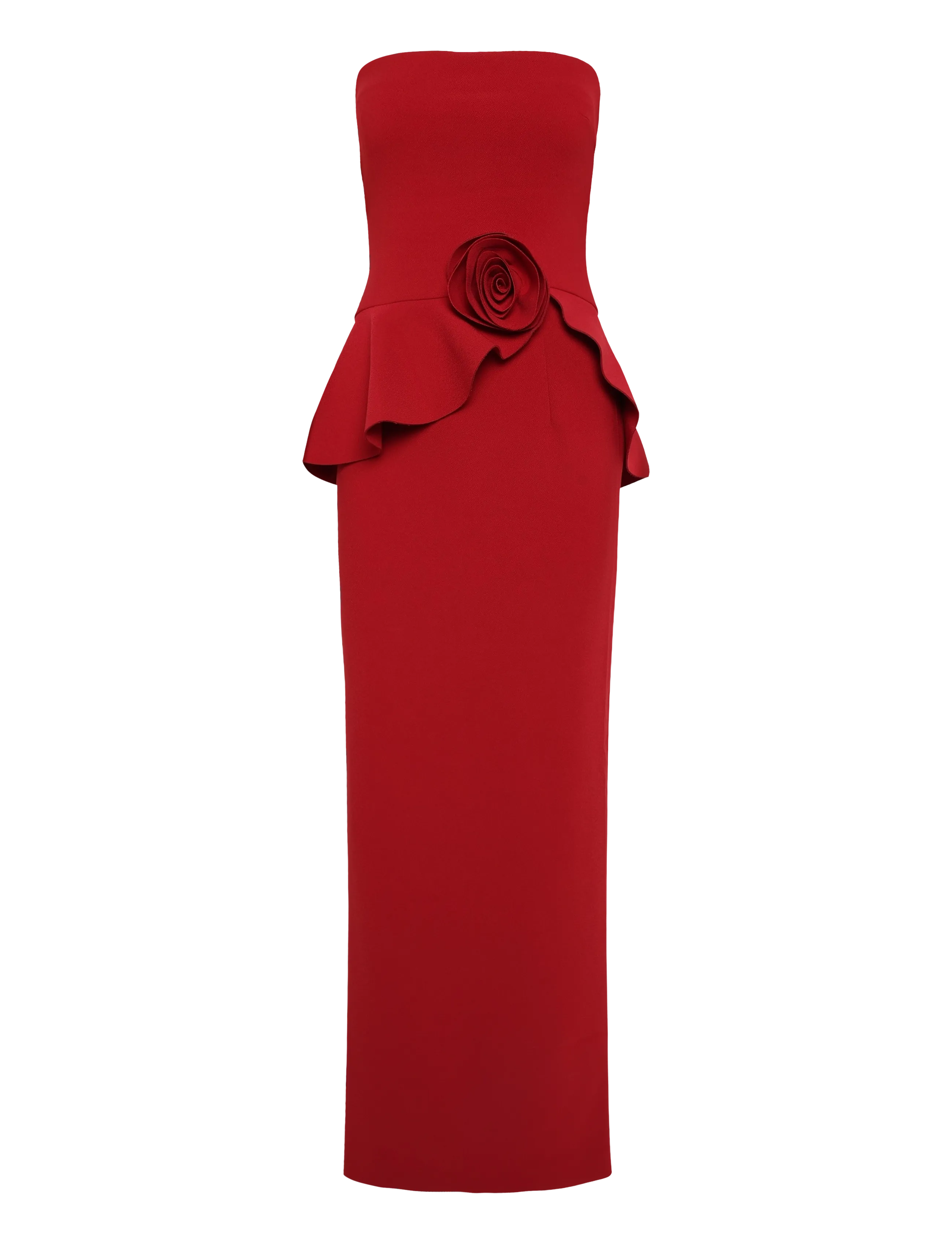 ROTATE - LONG FLOWER STRAPLESS DRESS - scooter red - 1