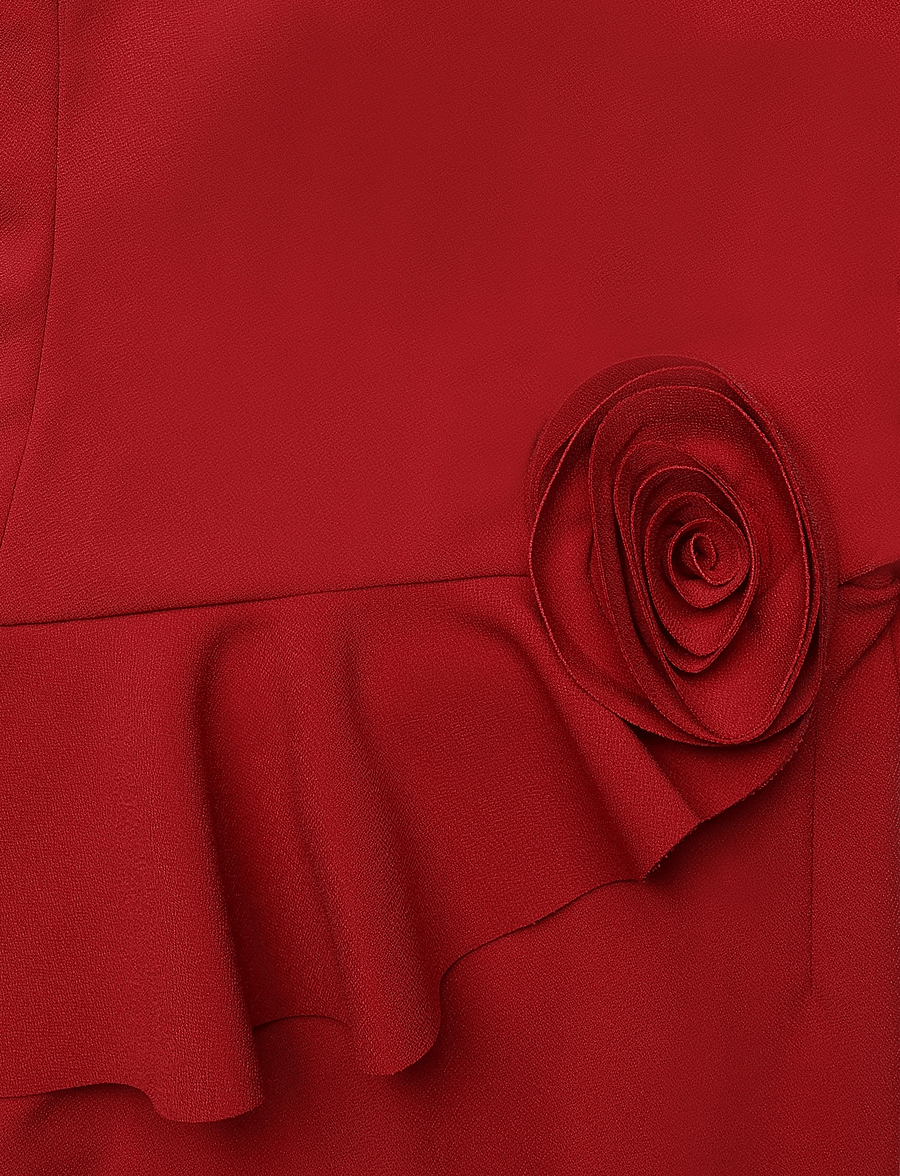 ROTATE - LONG FLOWER STRAPLESS DRESS - scooter red - 5