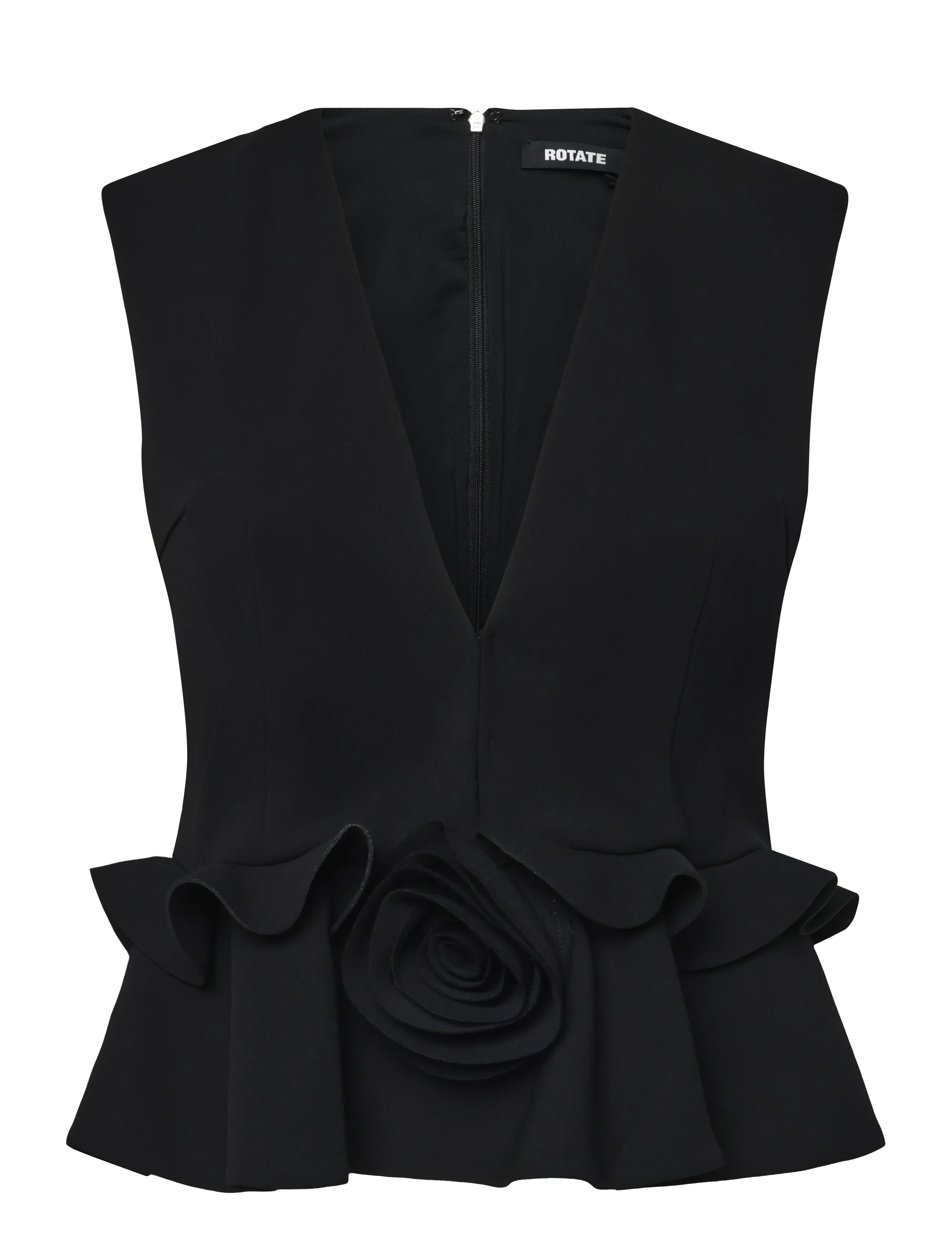 ROTATE V-NECK FLOWER TOP - T-Shirts & Tops - BLACK / black