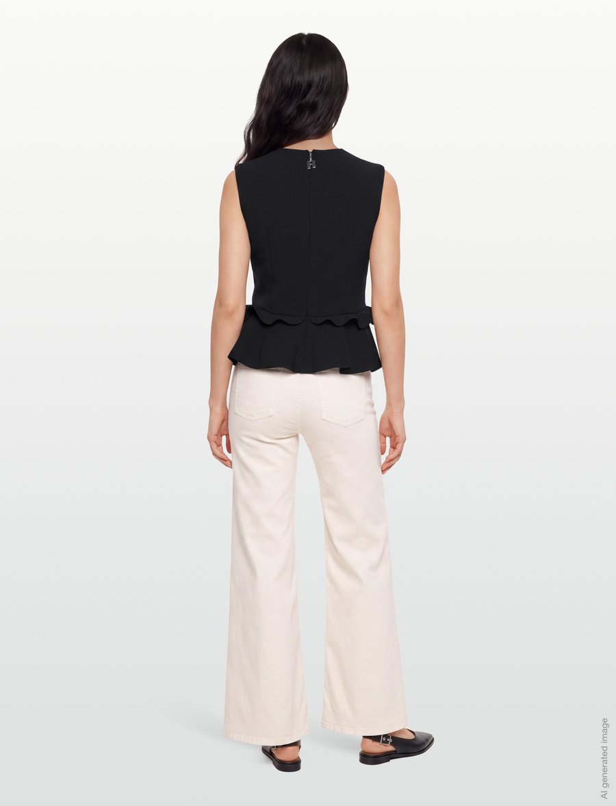 ROTATE - V-NECK FLOWER TOP - black - 4