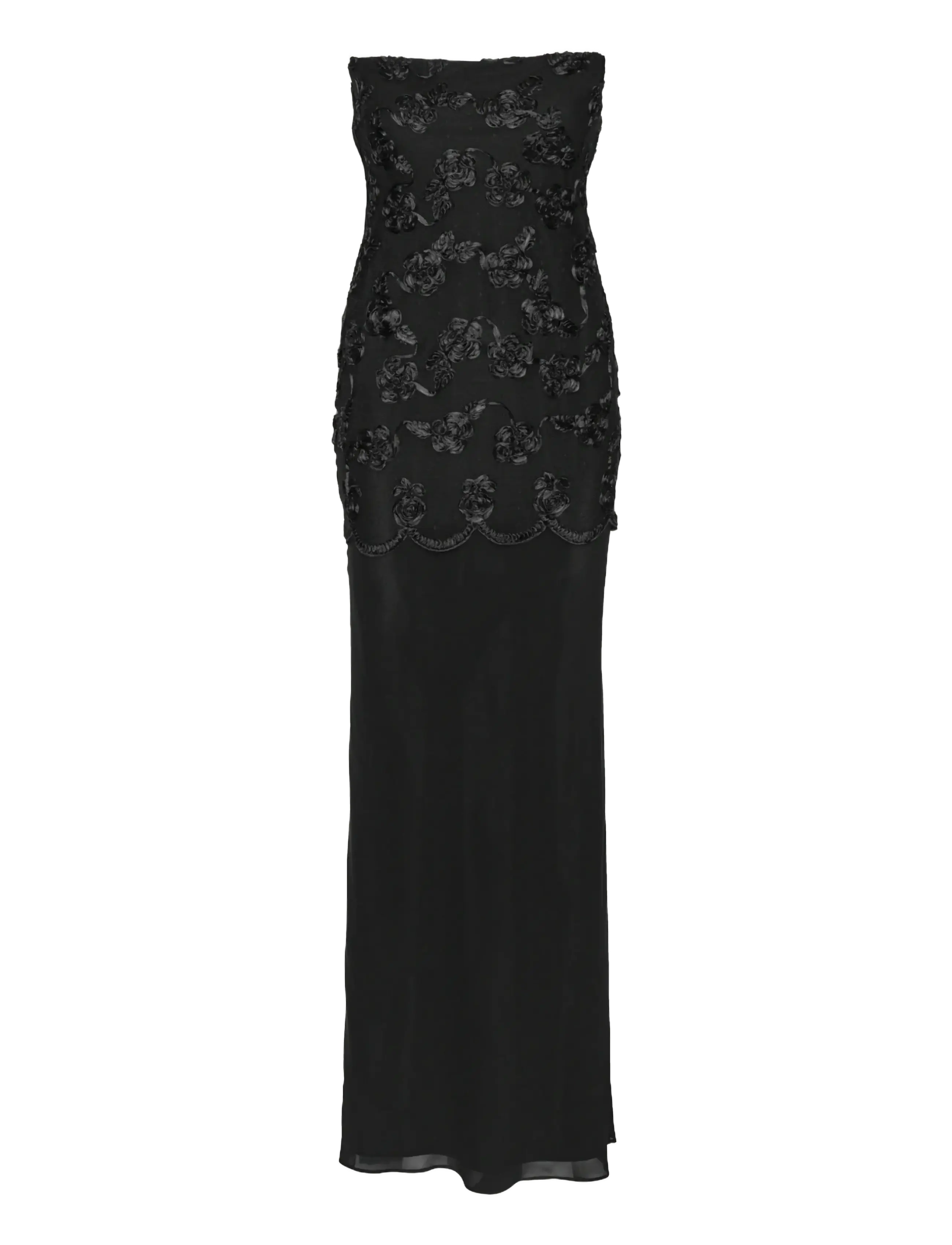 ROTATE FLOWER MESH MAXI DRESS - Clothing - BLACK / black