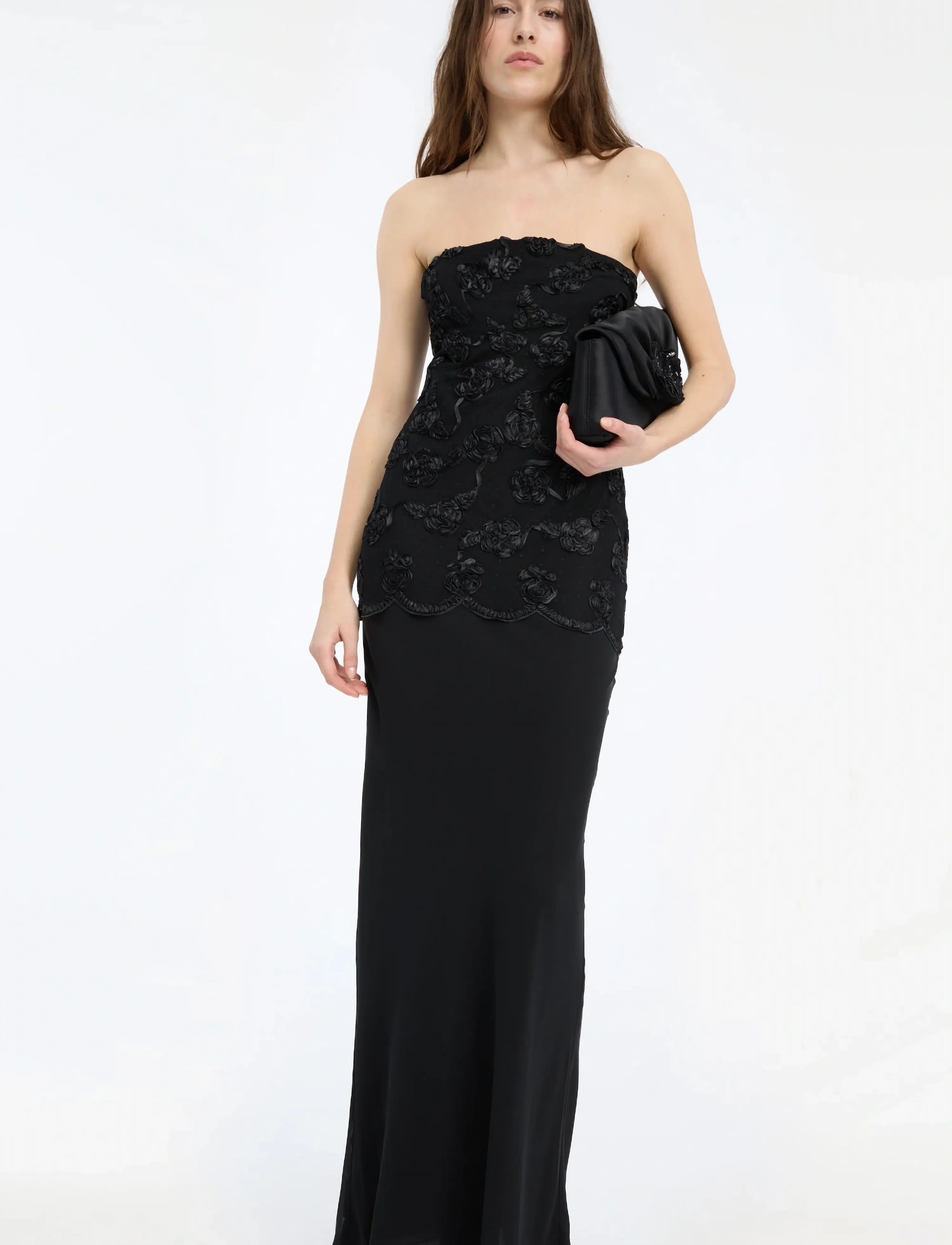 ROTATE Flower Mesh Maxi Dress, 38, Dresses, Schwarz - Frauen