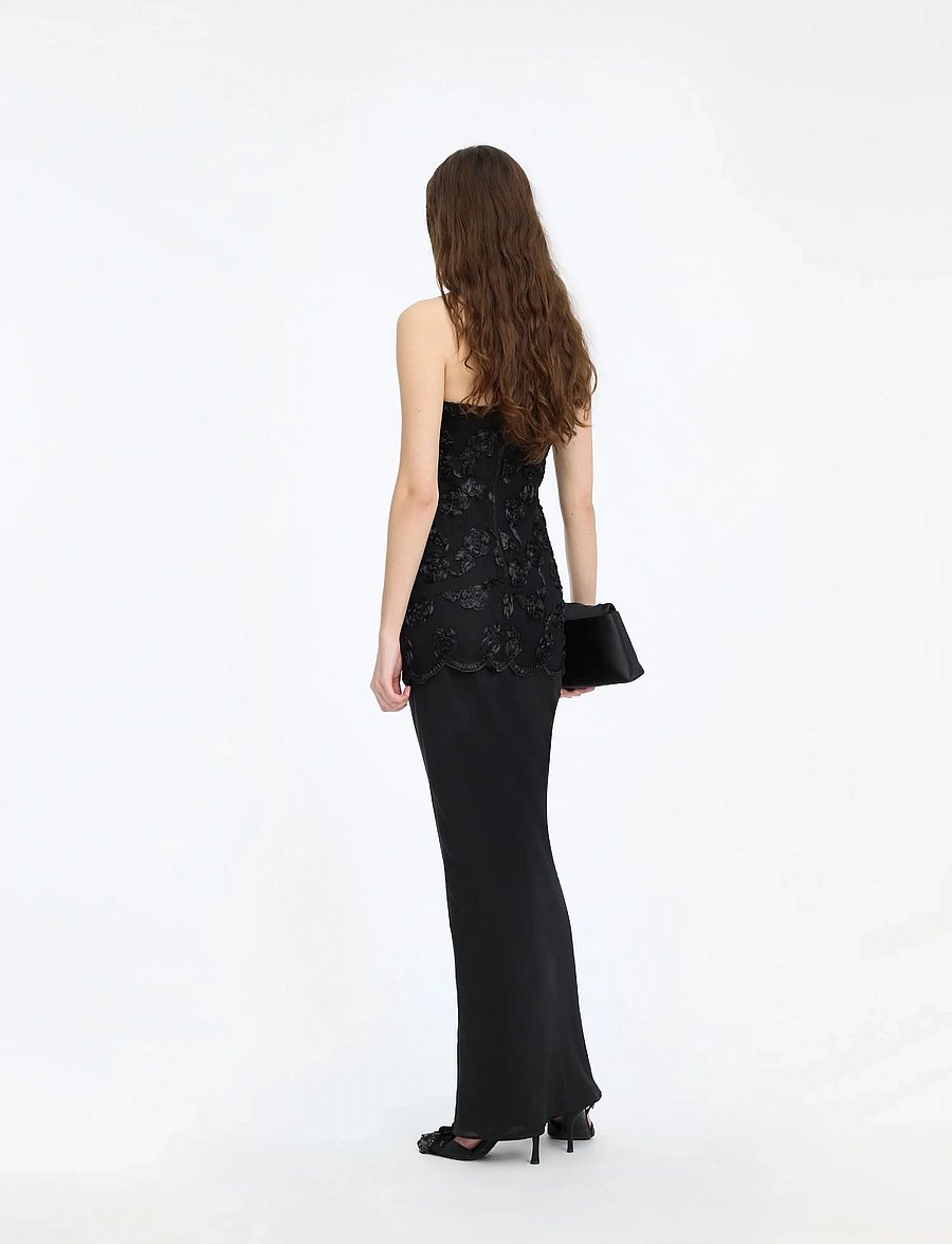 ROTATE - FLOWER MESH MAXI DRESS - aftonklänningar - black - 3