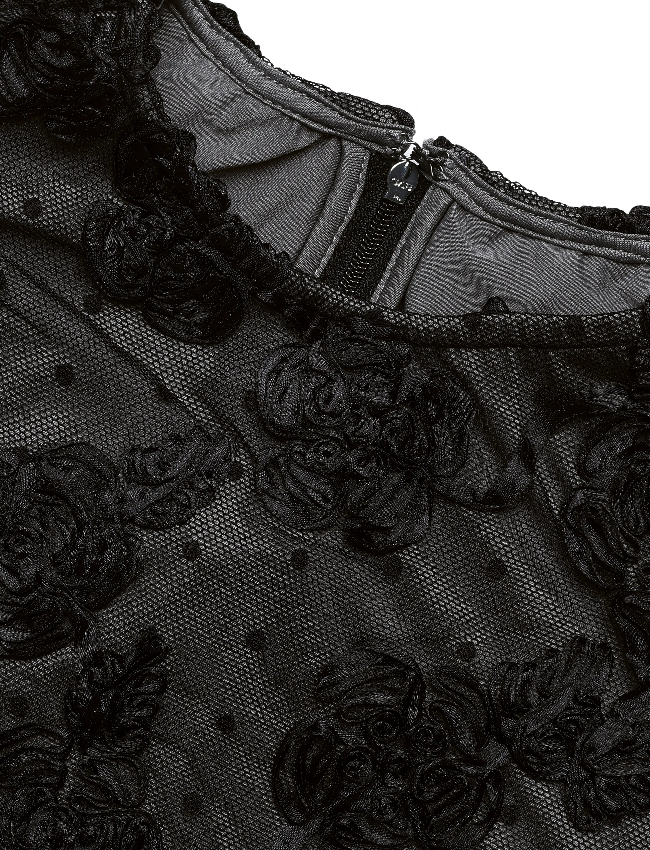 ROTATE - FLOWER MESH LS TOP - black - 2
