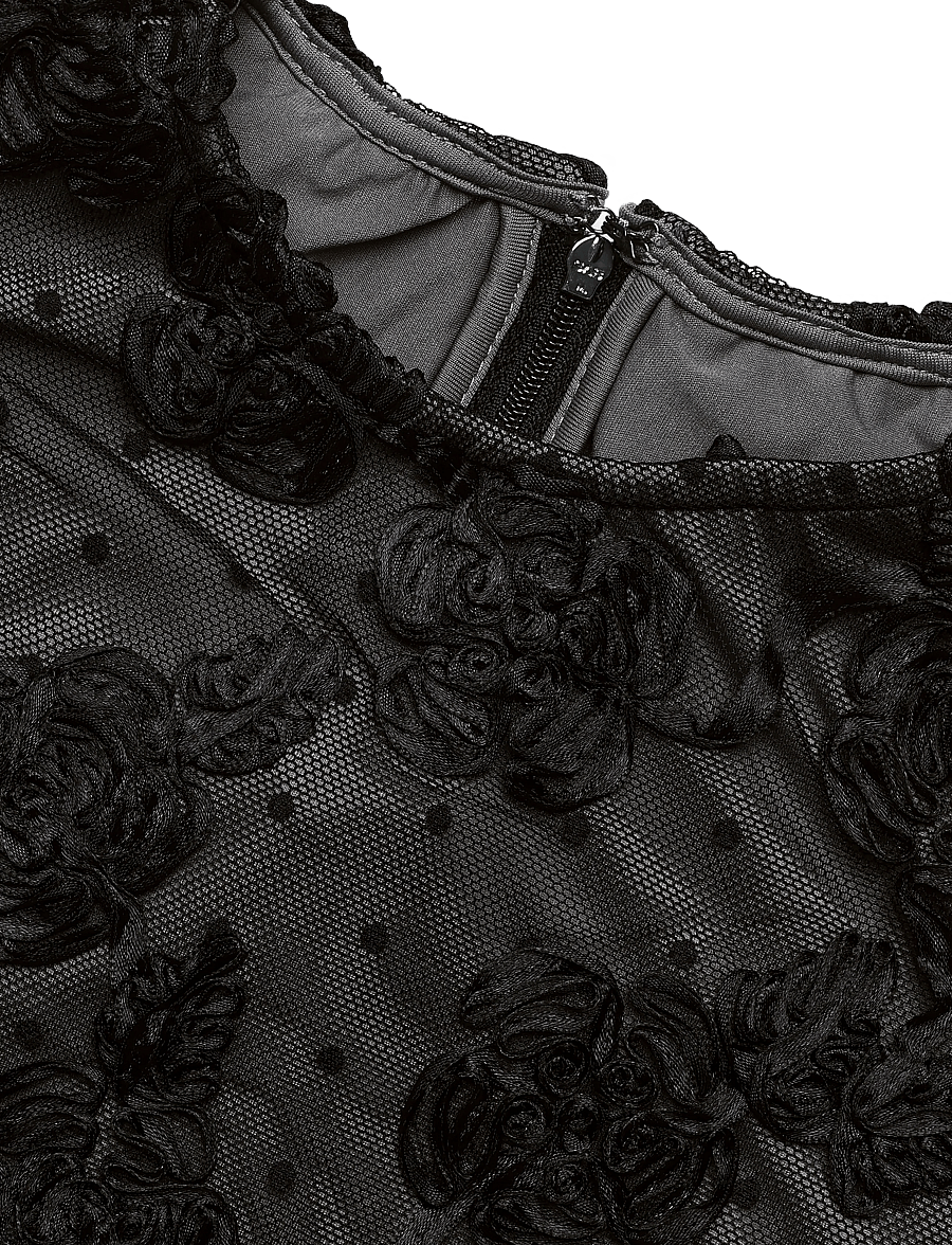 ROTATE - FLOWER MESH LS TOP - black - 2