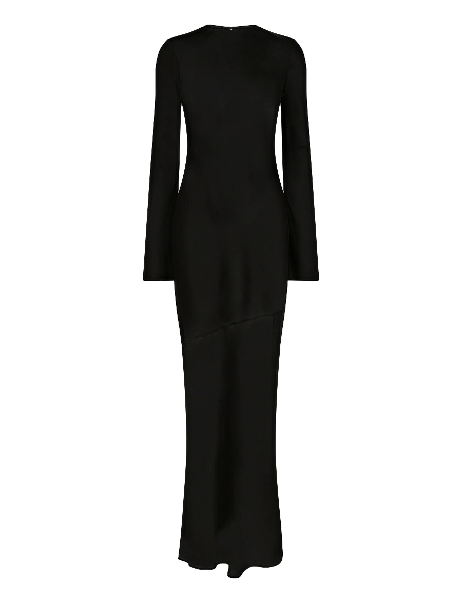 ROTATE - MAXI LS SLIT DRESS - aftonklänningar - black - 1