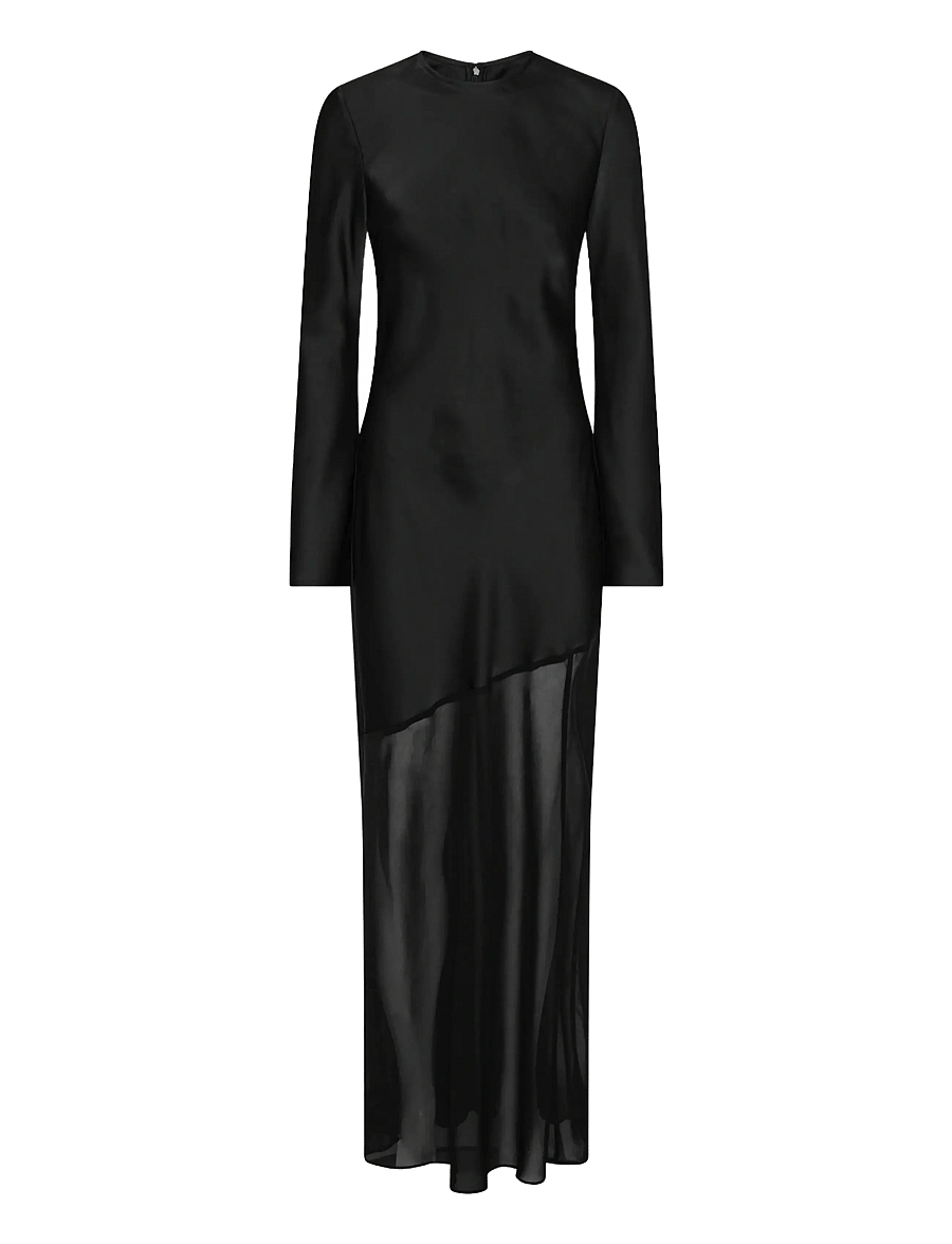 ROTATE - MAXI LS SLIT DRESS - maxi dresses - black - 0