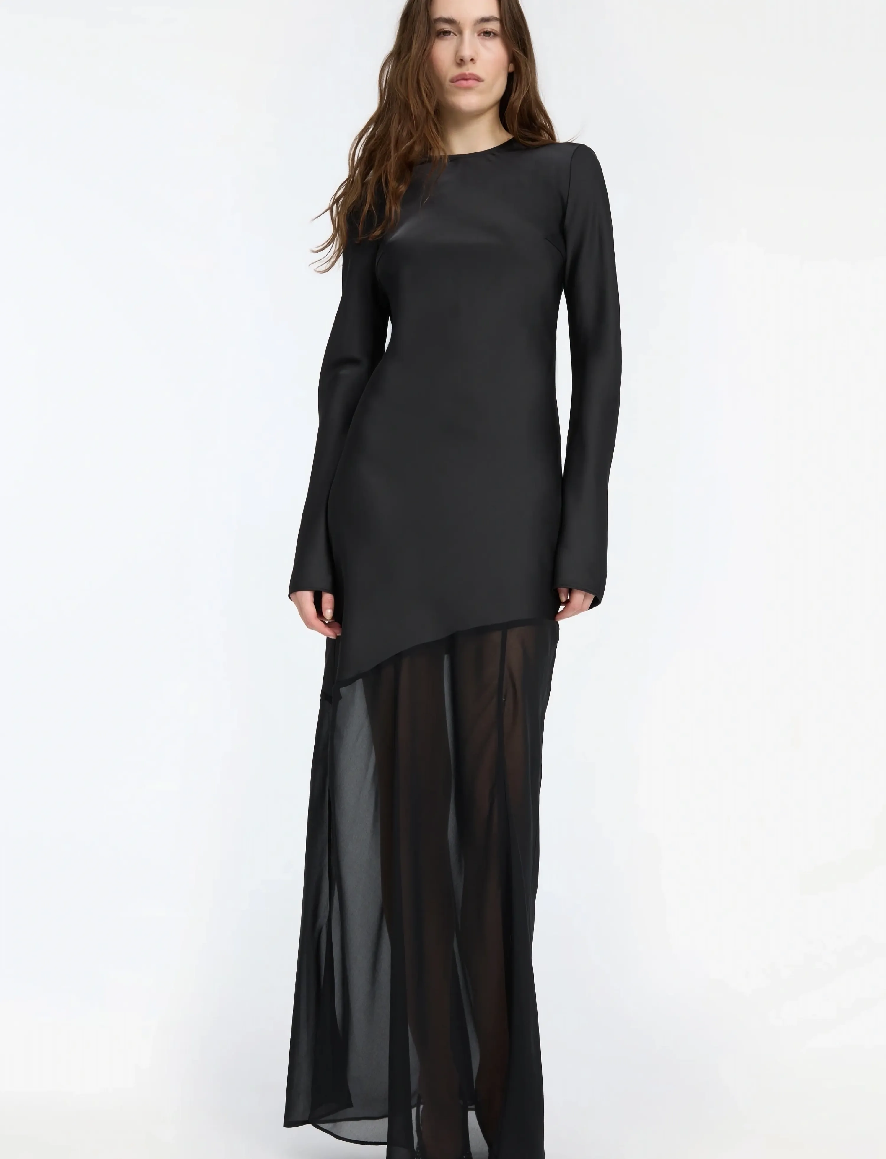 ROTATE MAXI LS SLIT DRESS - CPH fashion week - BLACK / black