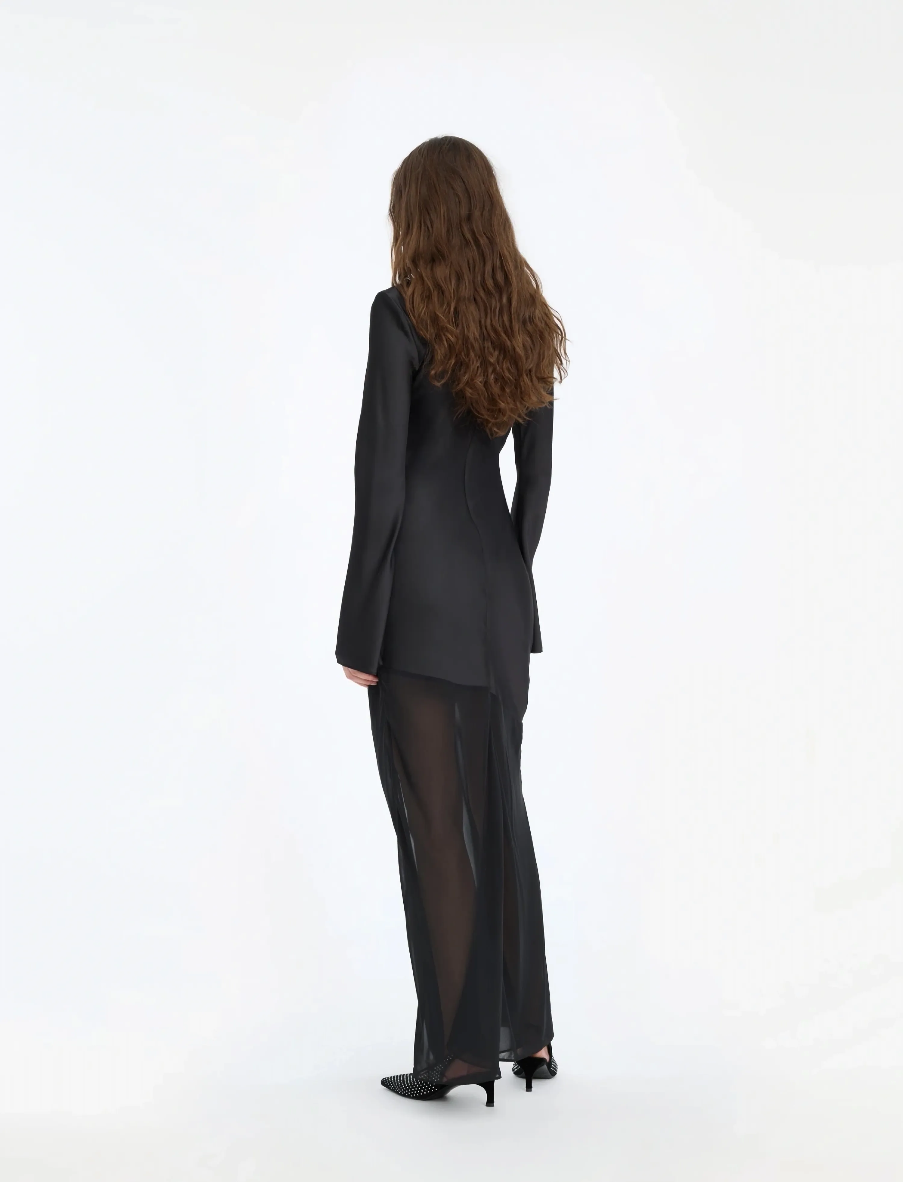 ROTATE - MAXI LS SLIT DRESS - aftonklänningar - black - 3